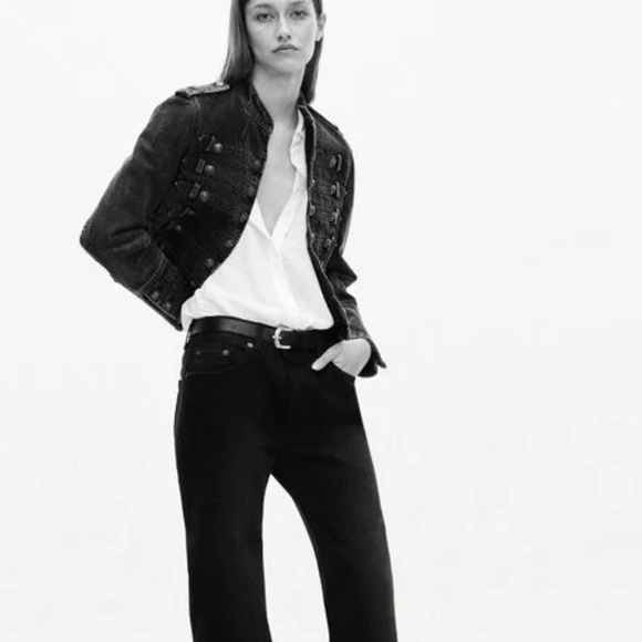 The Kooples GREY DENIM OFFICER-STYLE JACKET Size 1 aka S - Picture 2 of 16